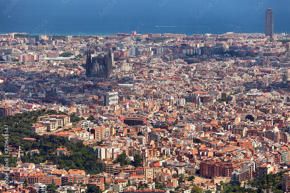 Panoramic view of Barcelona Spain