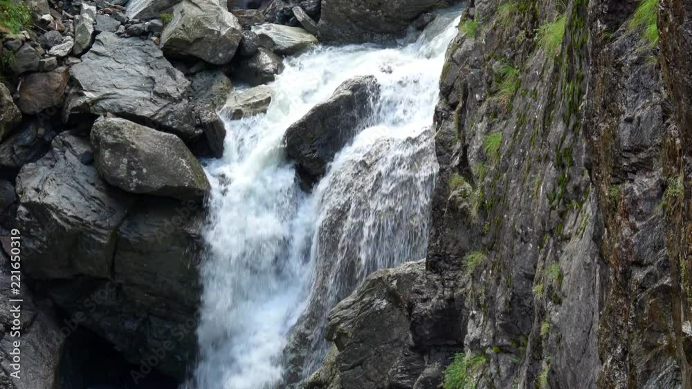View waterfall scenes in mountains, national park Dombai, Caucasus, Russia. Summer landscape, sunshine weather and sunny day View waterfall scenes in mountains, national park Dombai, Caucasus, Russia. Summer landscape, sunshine weather and sunny day