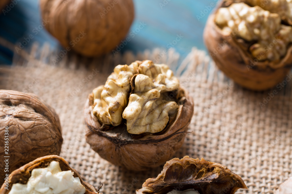 Fresh walnut on table Fresh walnut on table