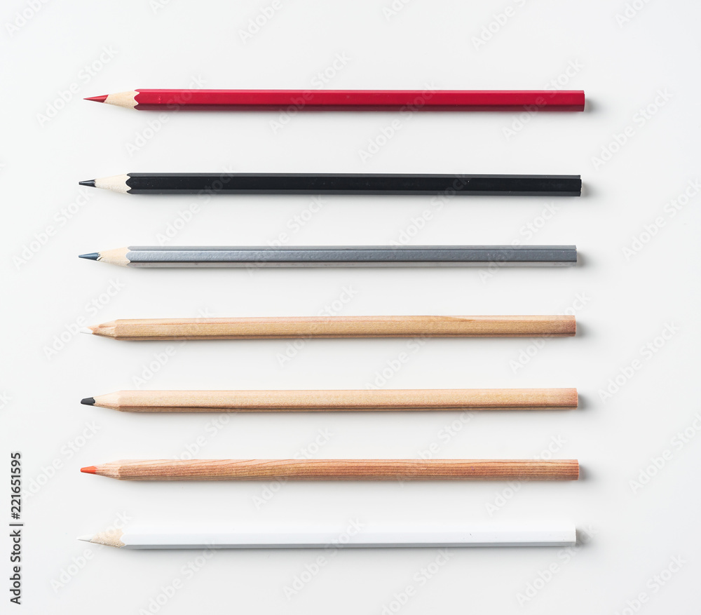 collection of pens on white background collection of pens on white background