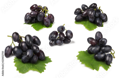 Black grapes isolated on white