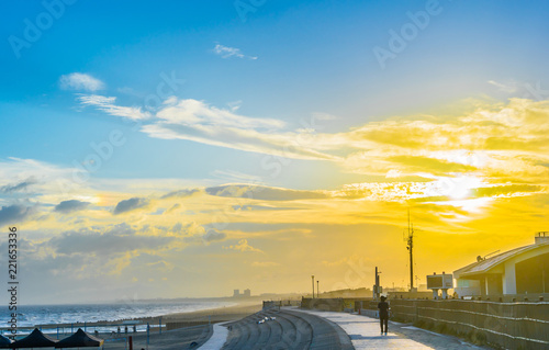 beautiful sunset and street view in kamakura Japan photo