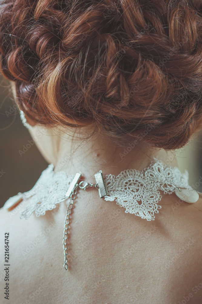 Beautiful lace collar fabric For the bride