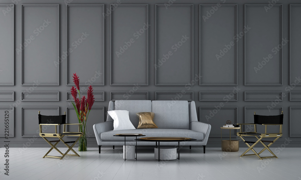 Luxury living room interior design and black texture wall pattern backgroun