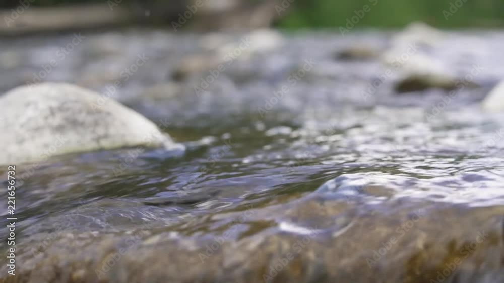 Closeup of river water running from Montana mountains Closeup of river water running from Montana mountains