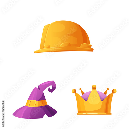 Isolated object of headwear and cap logo. Set of headwear and accessory stock vector illustration.