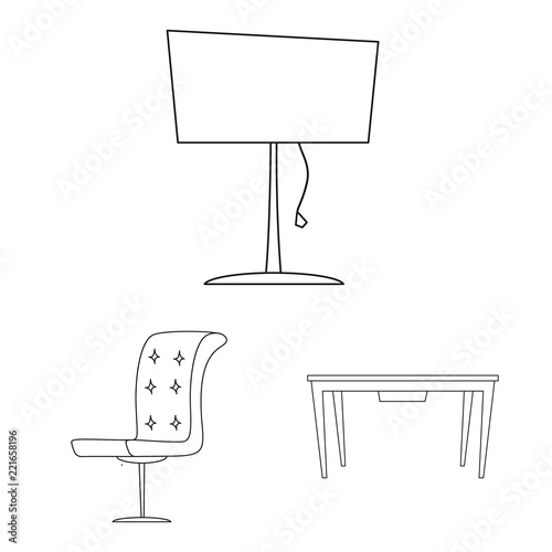 Vector design of furniture and apartment icon. Set of furniture and home stock vector illustration.
