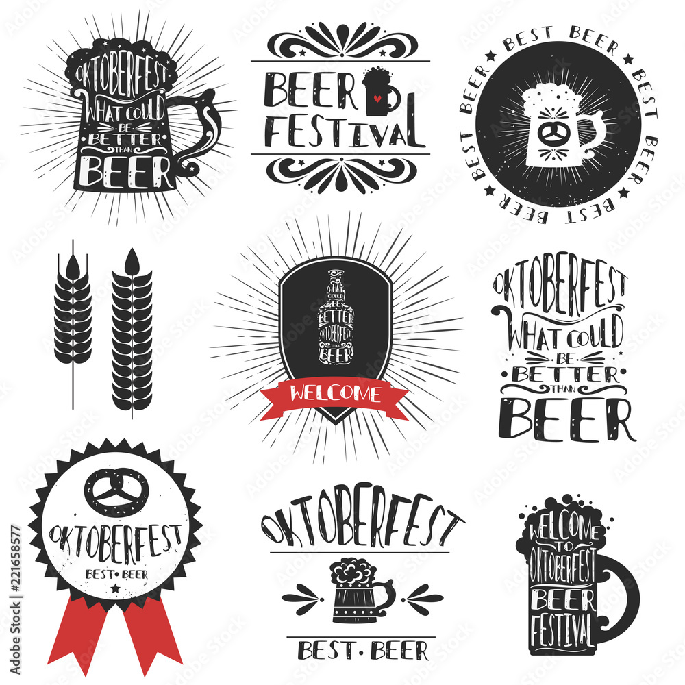 Fototapeta premium Set of Typographic vintage craft Labels/symbol/emblems beer.