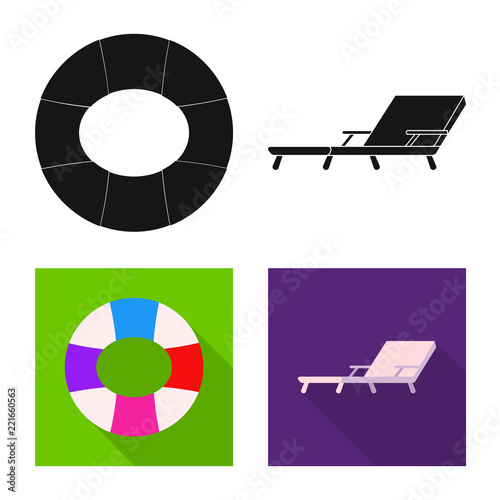 Vector illustration of pool and swimming symbol. Set of pool and activity vector icon for stock.