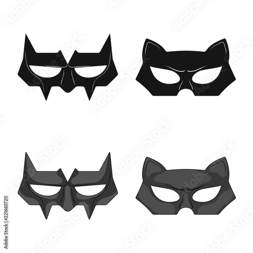 Vector design of hero and mask sign. Collection of hero and superhero stock vector illustration.