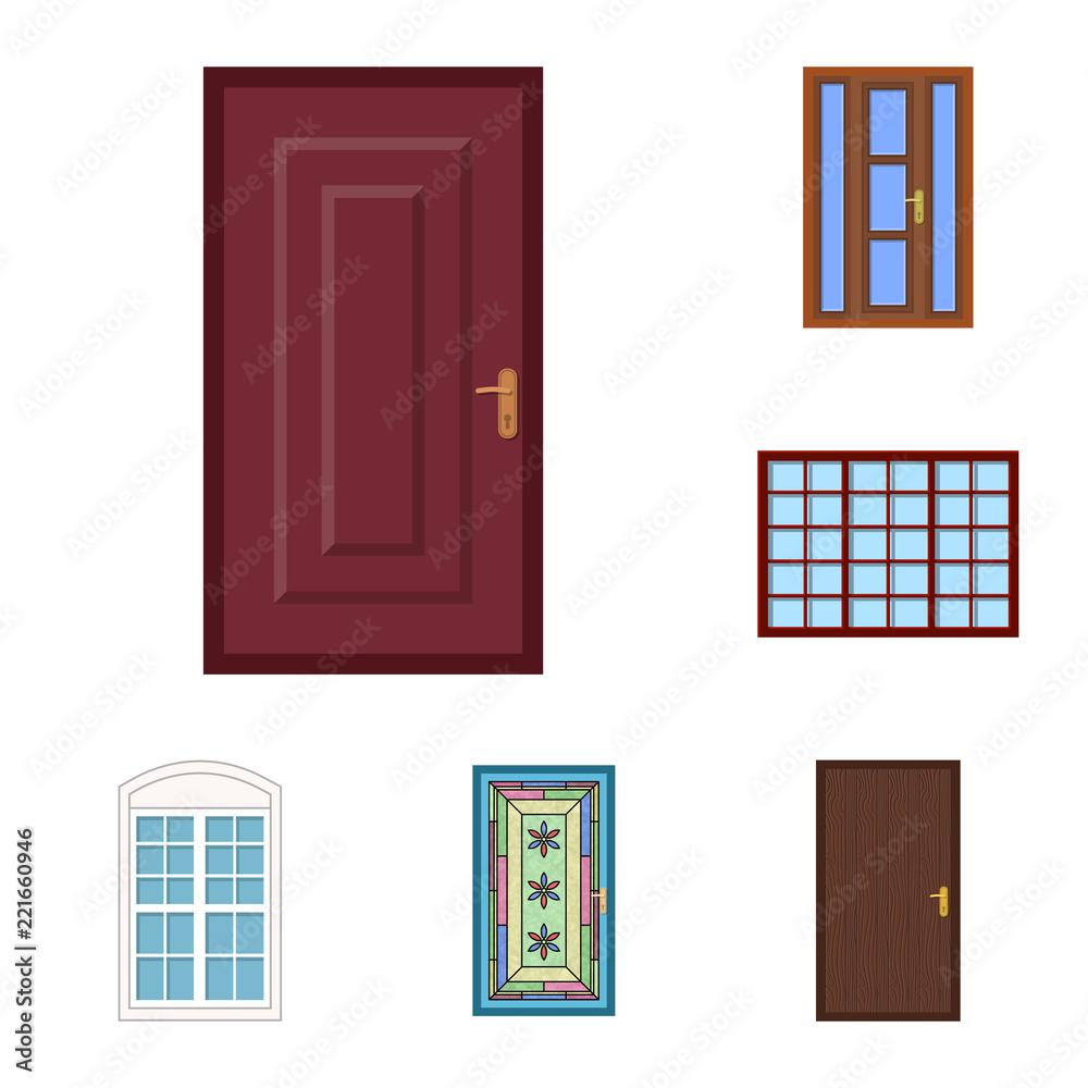 Vector illustration of door and front icon. Collection of door and wooden vector icon for stock. Vector illustration of door and front icon. Collection of door and wooden vector icon for stock.
