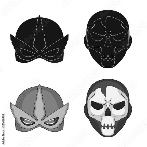 Vector illustration of hero and mask logo. Set of hero and superhero stock vector illustration.