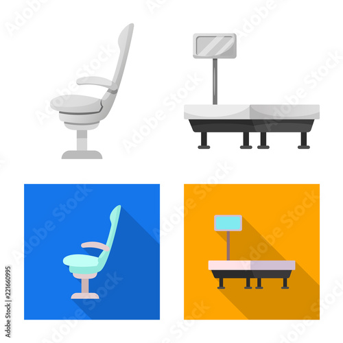 Vector illustration of airport and airplane icon. Collection of airport and plane vector icon for stock.