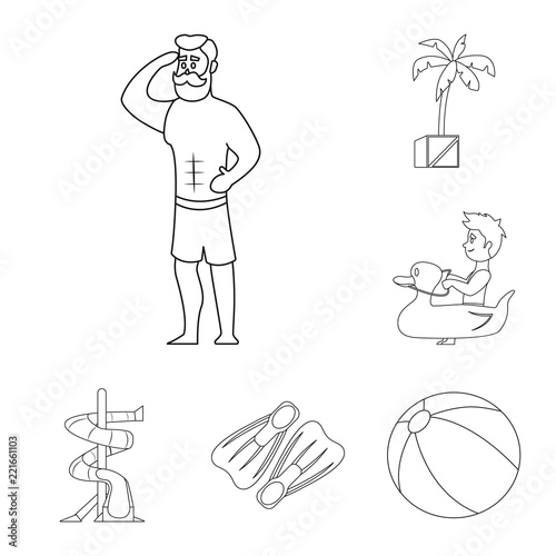 Vector design of pool and swimming icon. Set of pool and activity stock symbol for web.