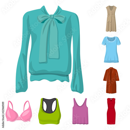 Vector design of woman and clothing symbol. Collection of woman and wear vector icon for stock.