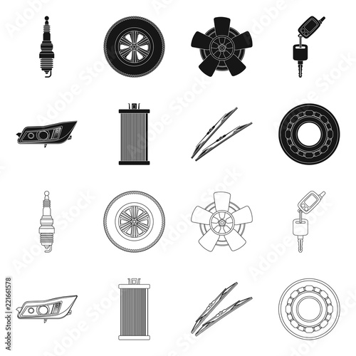 Vector design of auto and part icon. Collection of auto and car stock symbol for web.