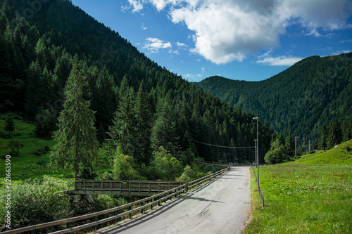 Roadway in the mountains, Bergamo Valley in Italy