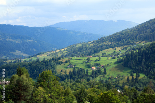 Fototapeta Naklejka Na Ścianę i Meble -  landscape view to the hills with the houses on the top