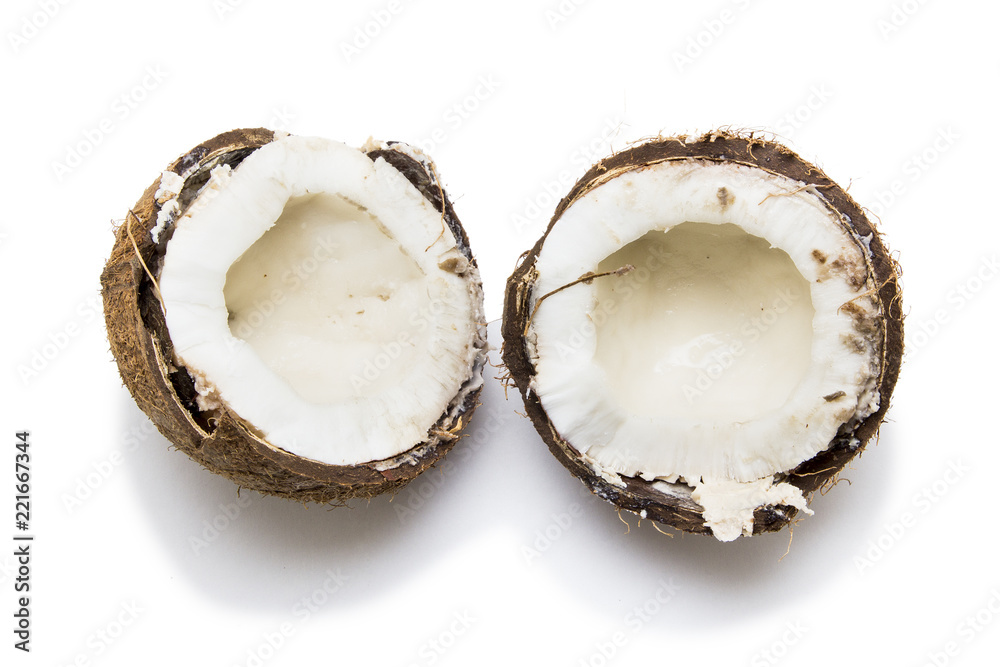 Fresh coconut on white background