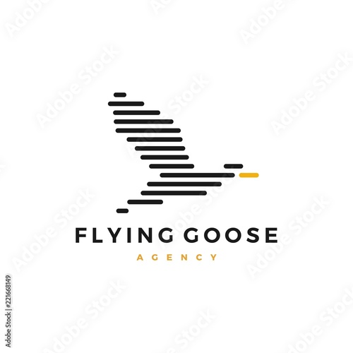 flying goose logo stripes vector illustration