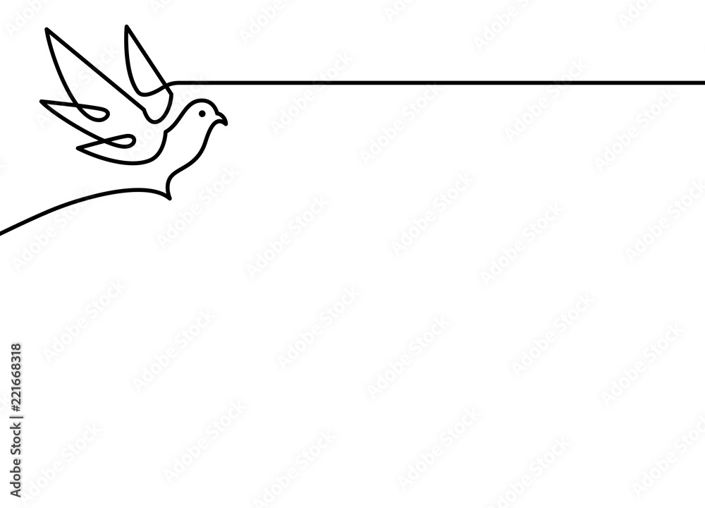 Fototapeta premium continuous line dove vector illustration on white background