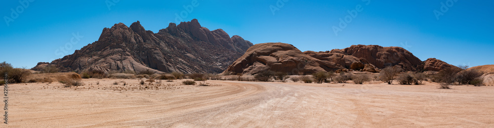 Panoramic of Spitzkoppe in Namibia