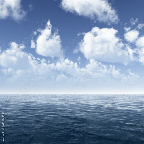 Beautiful sea and clouds sky - 3D rendering
