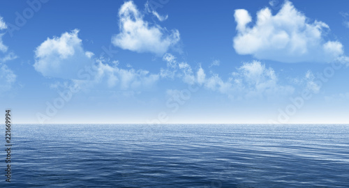 Beautiful sea and clouds sky - 3D rendering