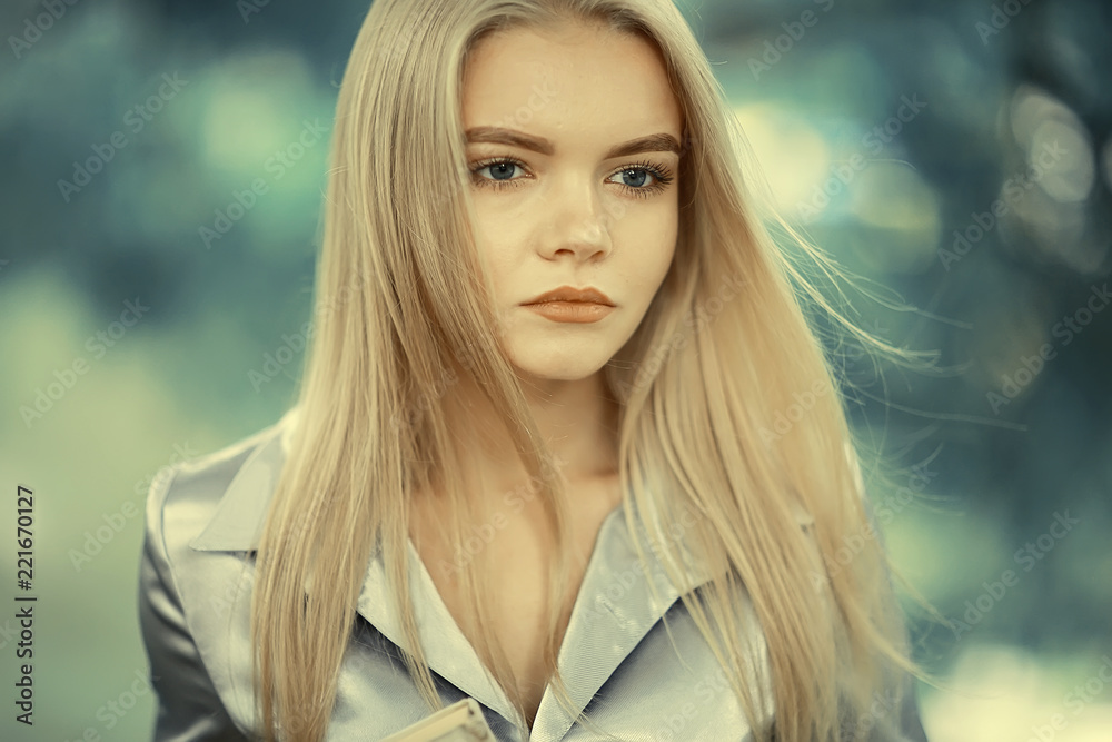 Young girl in autumn portrait, blond adult Young girl in autumn portrait, blond adult