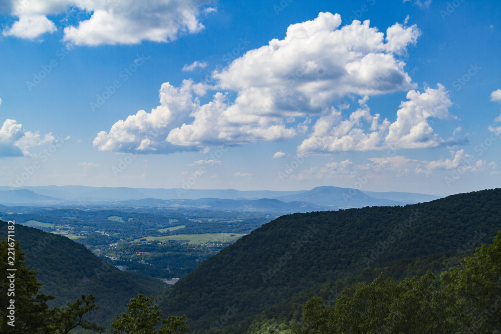 Mountain Landscape, An Overlook Looking Out Over The Blue Ridge Mountains In Virginia
