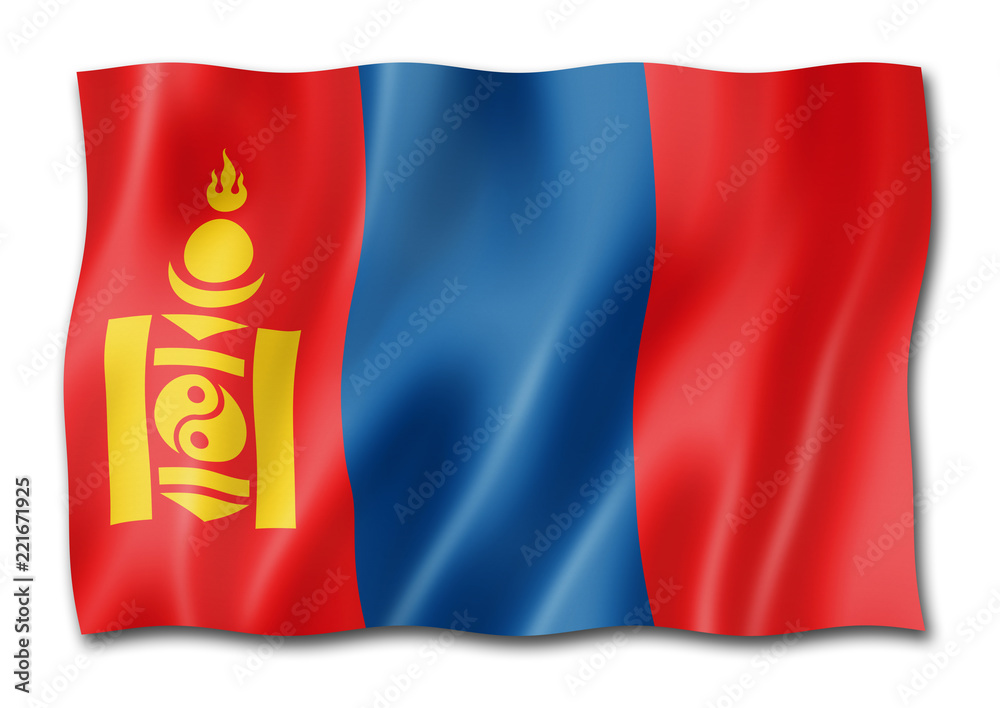 Fototapeta premium Mongolia flag isolated on white