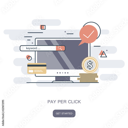 Pay per click icon. Shop on line, e commerce concept. Flat vector illustration