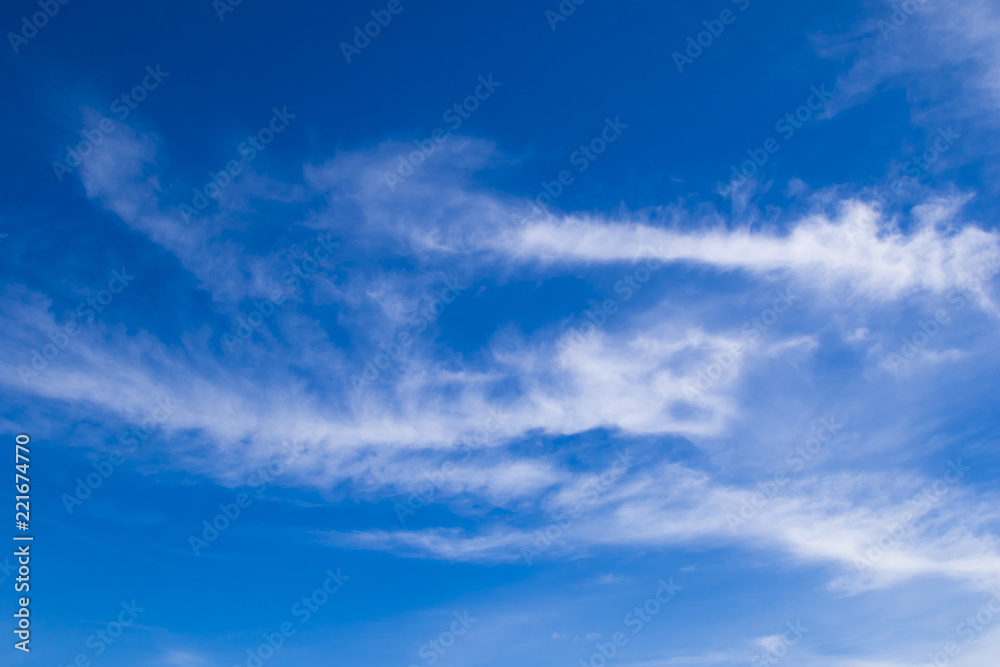 Blue sky and beautiful clouds, nature background