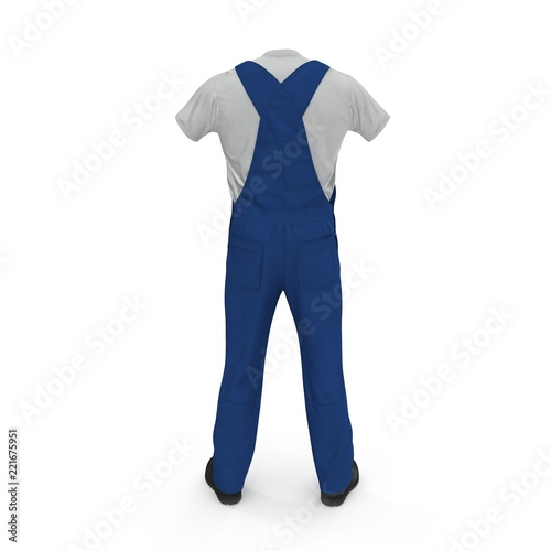 Construction Worker Blue Uniform On White Background