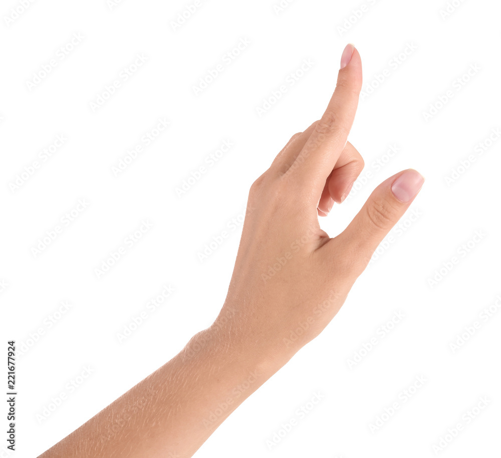 Abstract young woman's hand on white background Abstract young woman's hand on white background