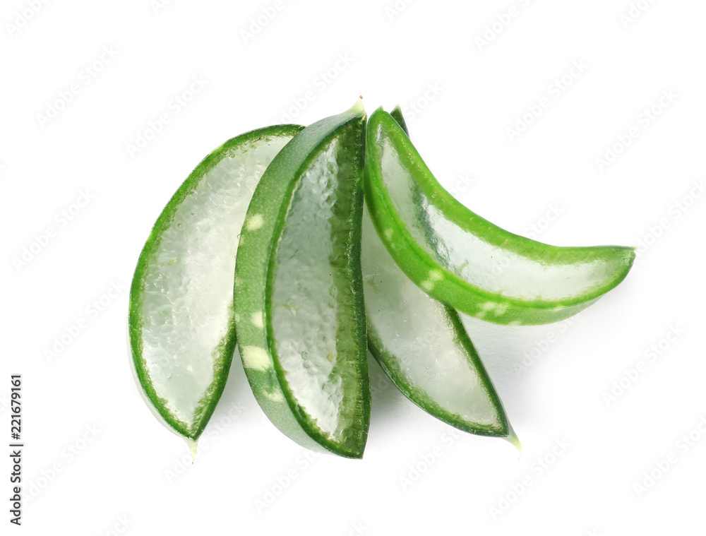 Aloe vera slices on white background Aloe vera slices on white background