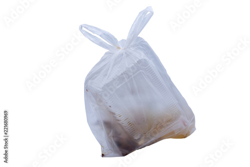 Filled plastic garbage bag isolated on white background. This has clipping path.