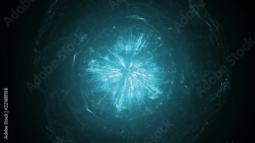 Blue cosmic explosion in a dark background