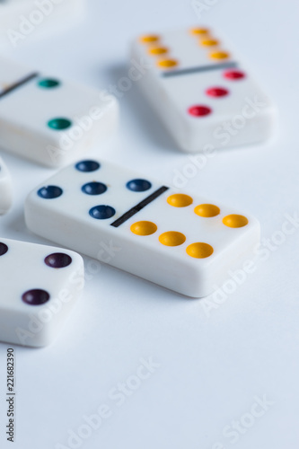 Domino tiles on white background