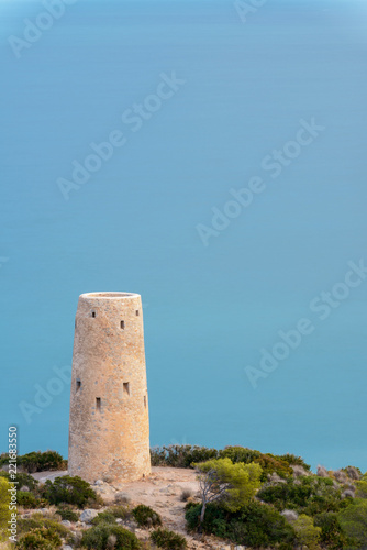 Torre de La Corda junto al mar Mediterráneo. Orpesa. Castellón. España