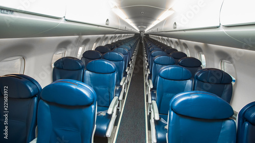 Empty seats in economy class airplane