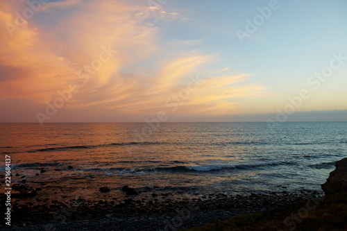 Pink sunset on the beach