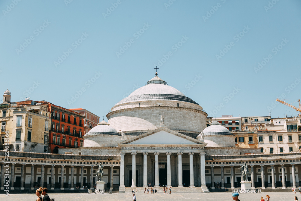 Beautiful streets and courtyards of Naples, historical sites and sculptures of the city. The monuments and architecture of ancient Italy. panorama of the city, species and tourist places. 