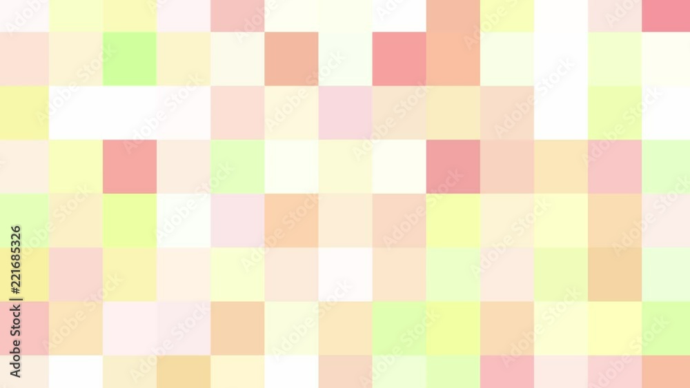 Abstract animated motion graphics square mosaic tile pattern - pink yellow green pastel tones