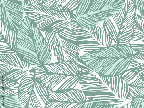 Tropical pattern  palm leaves seamless vector floral background.