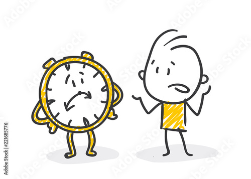 Strichfiguren / Strichmännchen: Uhr. (Nr. 299)
