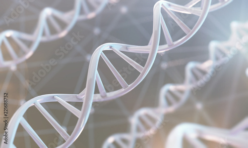 3d rendering of DNA molecule spiral, genetic research concept background. photo