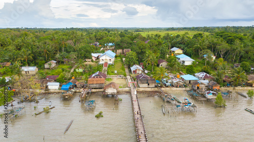Aerial view of Indonesian remote village photo