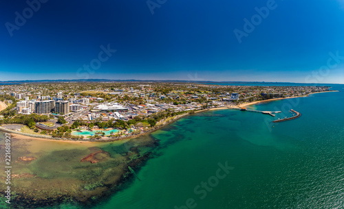 Fototapeta Naklejka Na Ścianę i Meble -  Aerial drone view of Settlement Cove Lagoon, Redcliffe, Australia