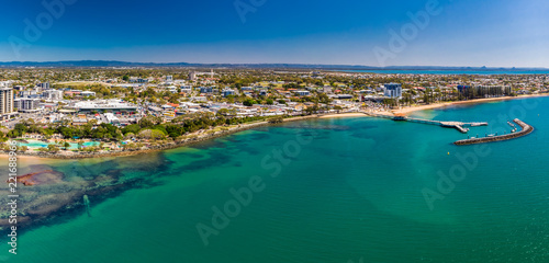 Fototapeta Naklejka Na Ścianę i Meble -  Aerial drone view of Settlement Cove Lagoon, Redcliffe, Australia